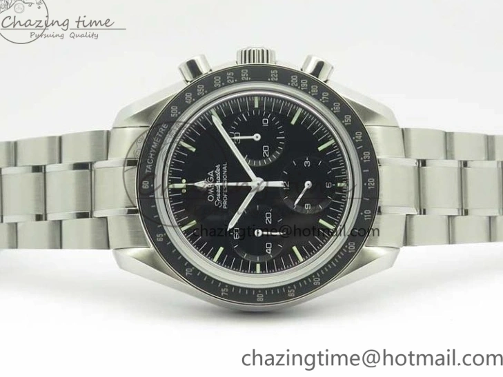 0114 Durable Speedmaster Professional SS OMF Best Edition Black Dial on SS Bracelet Manual Winding Chrono Movement 7995